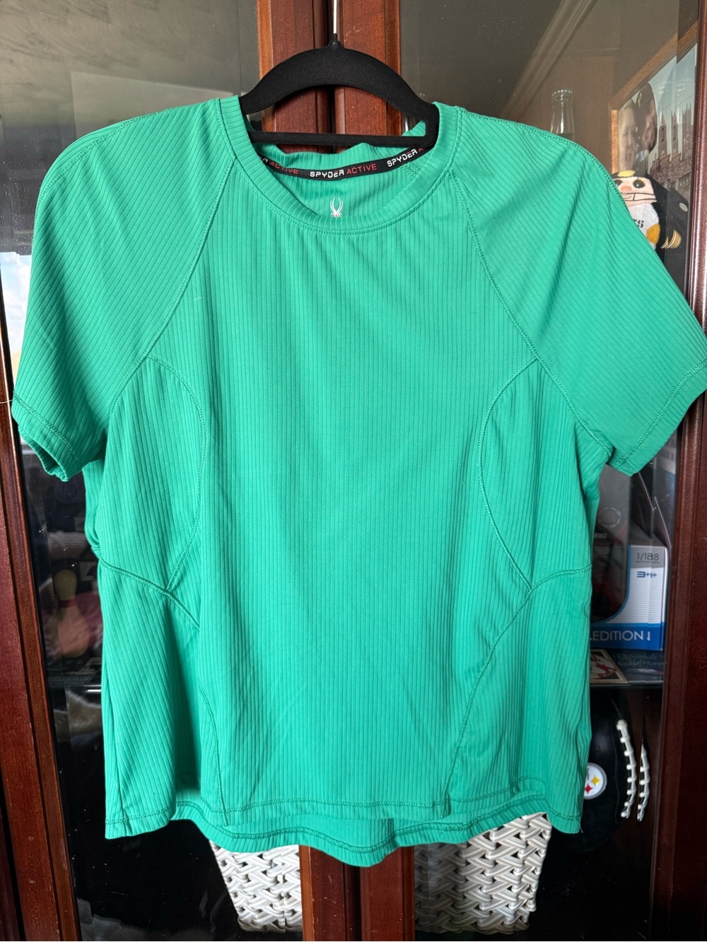 Spyder Women's Short-Sleeve Ribbed Top in Teal Green
